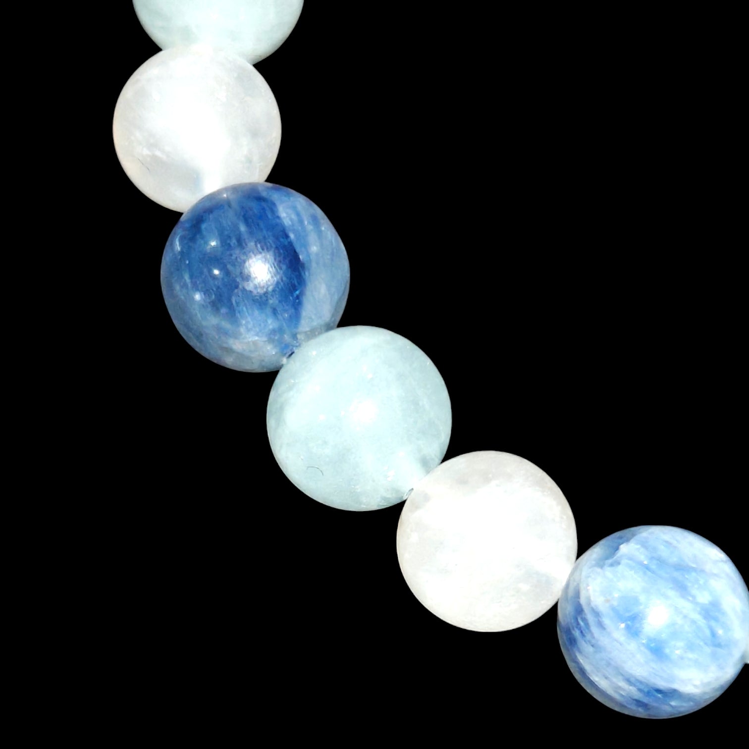 Kyanite, Aquamarine, Moonstone Bracelet Stack 2 Pieces 8mm Unisex