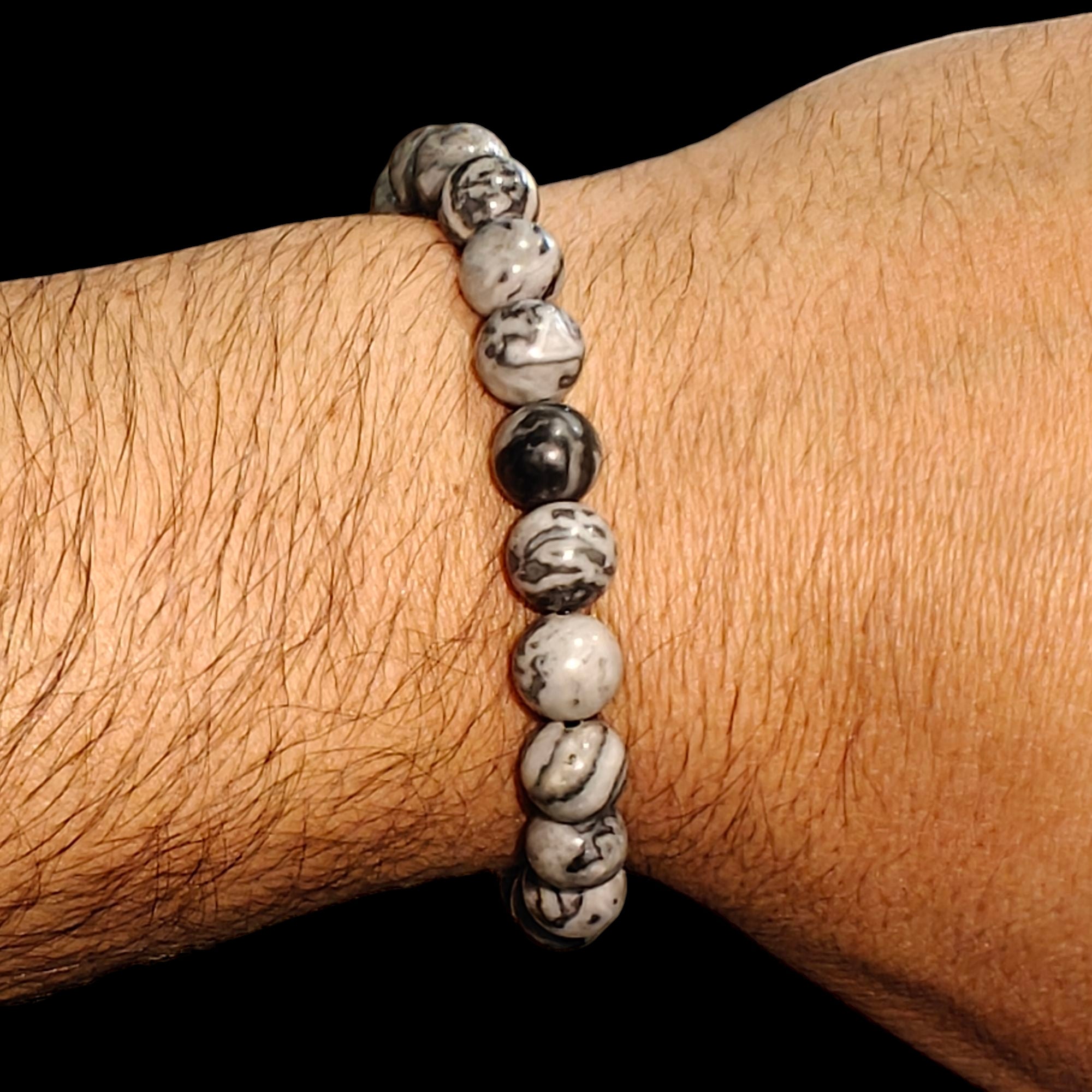 Map Jasper Bracelet Natural Stones Stretch Crystal Bracelet