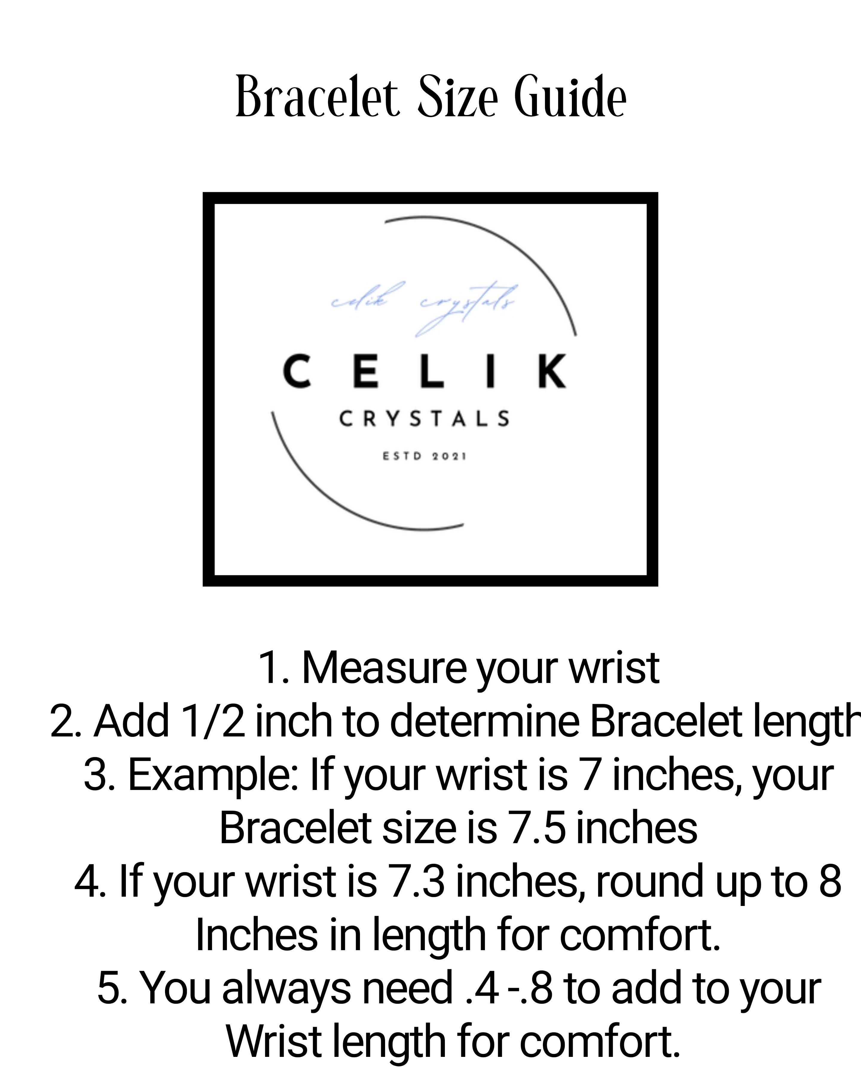 Celik Crystals Sizing Chart for Bracelets