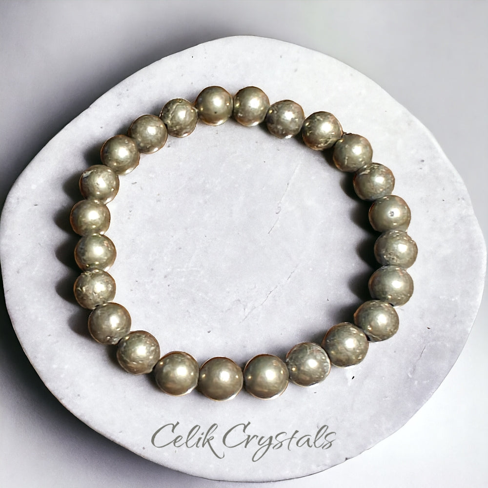 Pyrite Bracelet Natural Stones Stretch Crystal Bracelet 