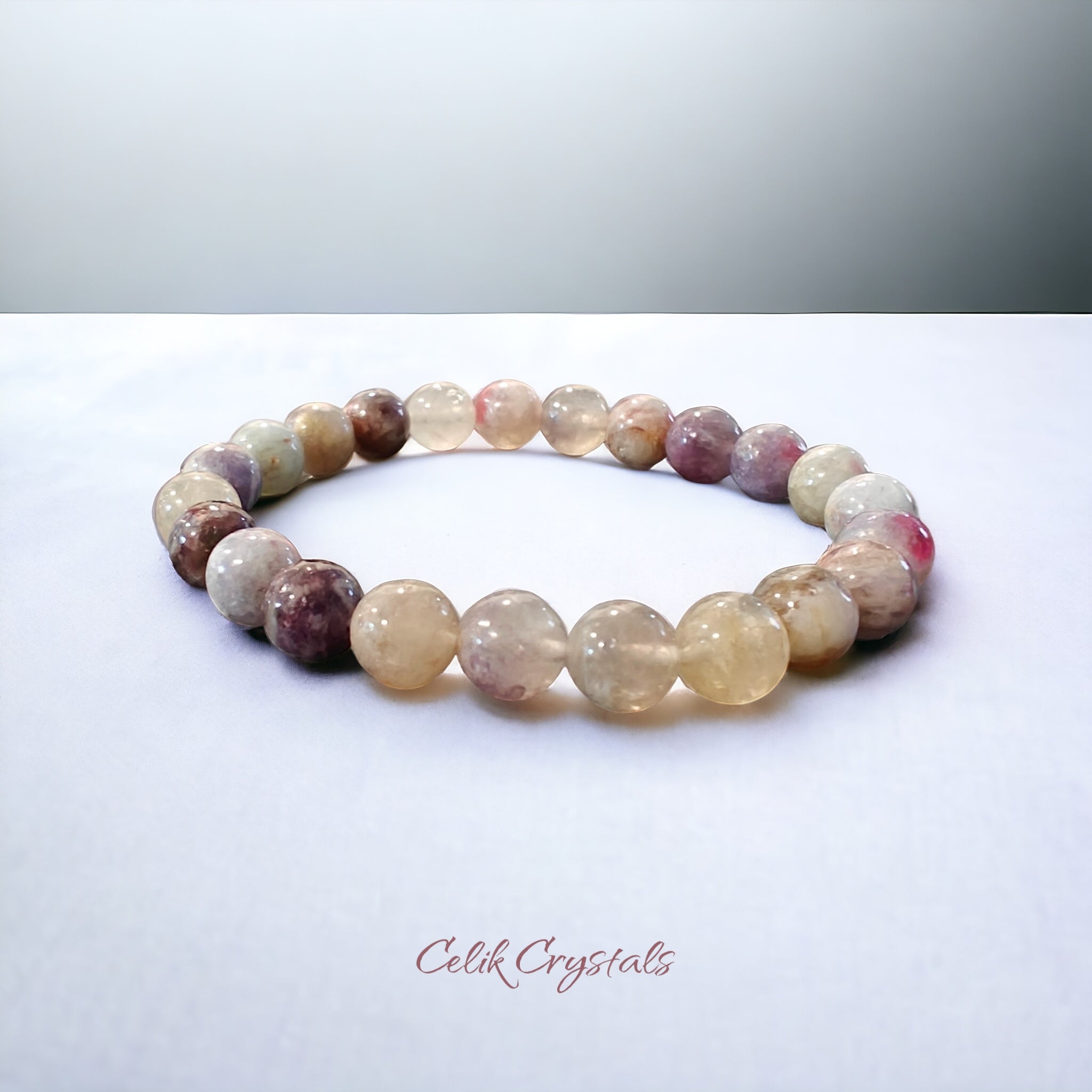 Pink Tourmaline Quartz Bracelet 