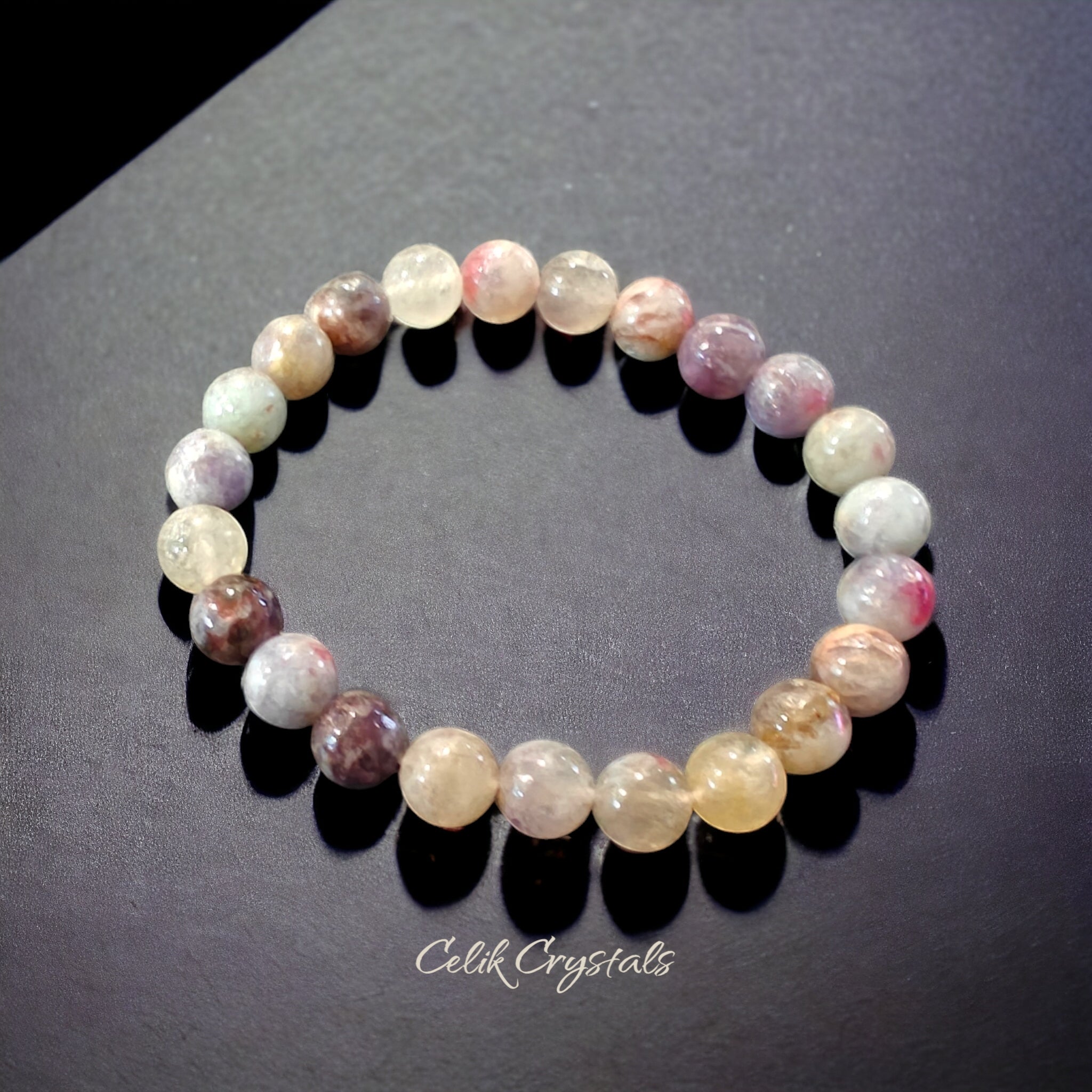 Pink Tourmaline Quartz Bracelet 