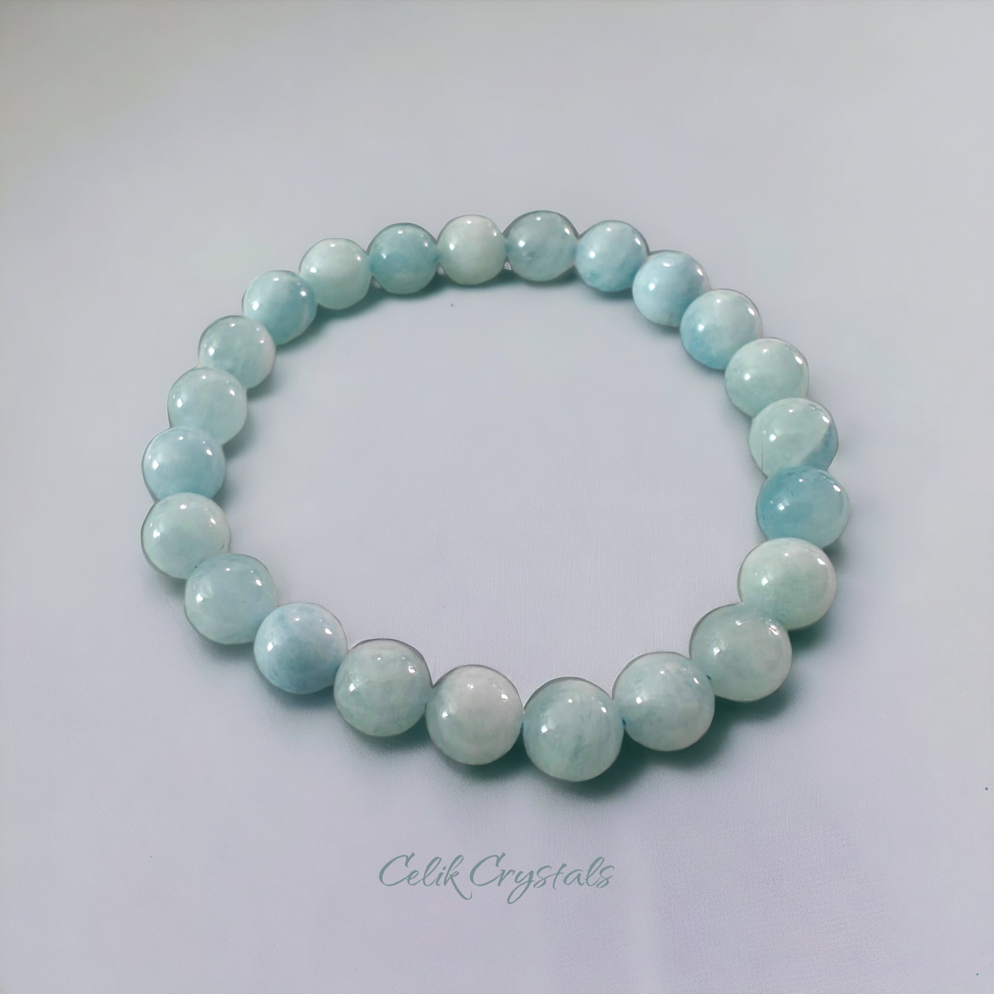 Aquamarine Bracelet That Stretches with natural stones 