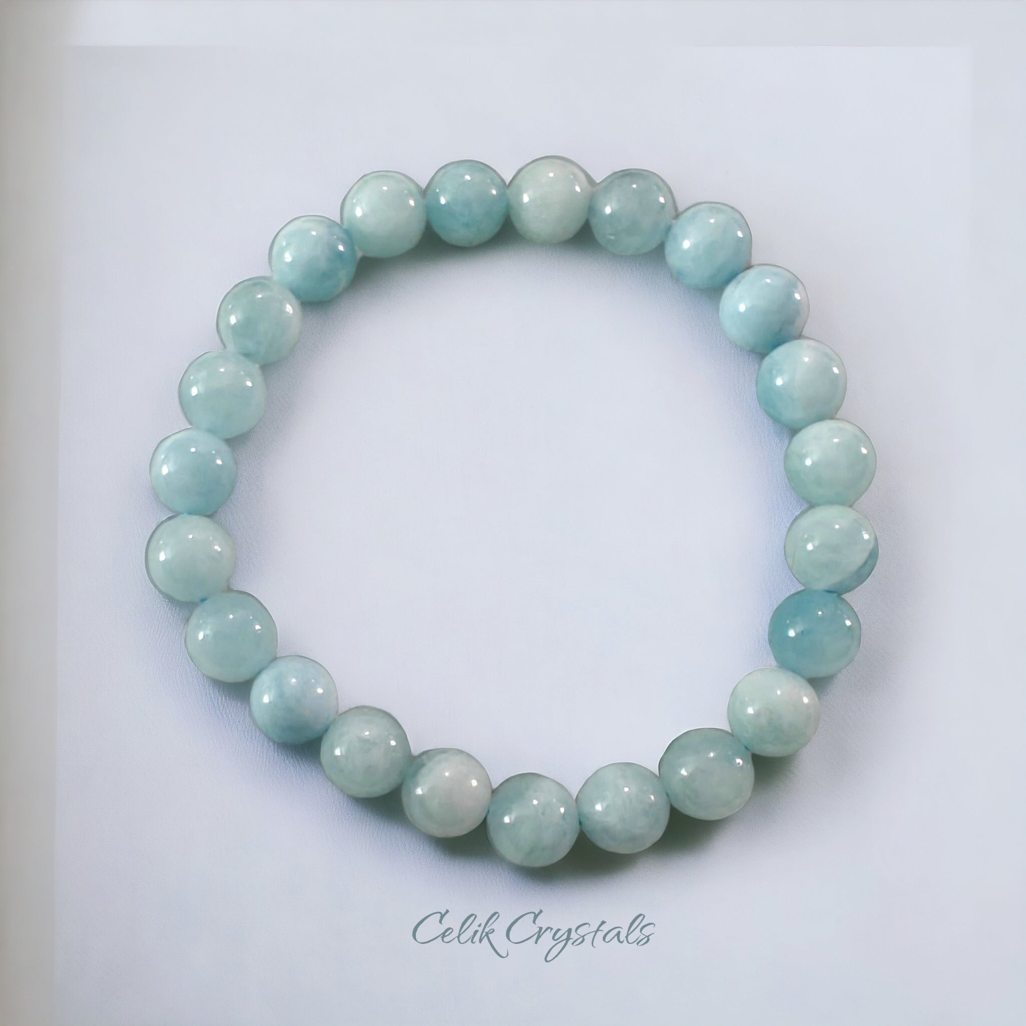 Aquamarine Bracelet That Stretches with natural stones 