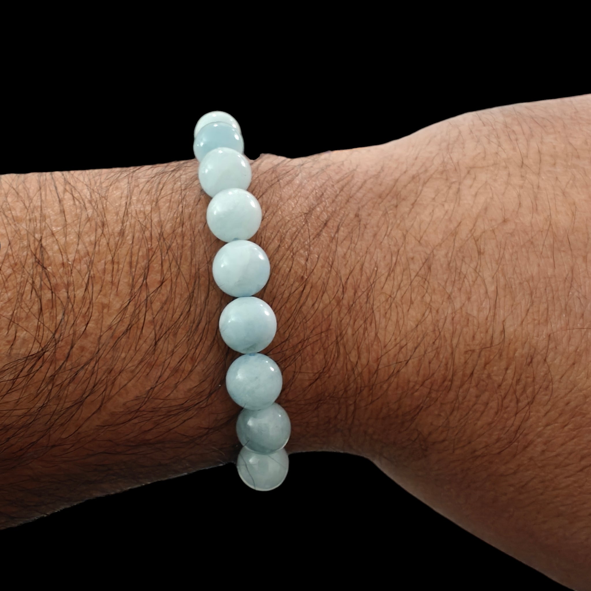 Aquamarine Bracelet That Stretches with natural stones 