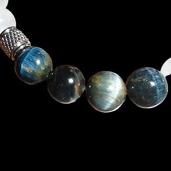 Blue Tiger Eye and White Quartz Bracelet 
