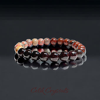 Garnet and Jasper Bracelet 8mm Natural Crystals 