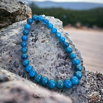 Apatite Bracelet Rare Natural Stones 8mm Stretches Unisex Healing Bracelet 