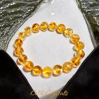 Citrine Bracelet with 10mm Beads, Natural Stones 