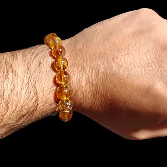 Citrine Bracelet with 10mm Beads, Natural Stones 