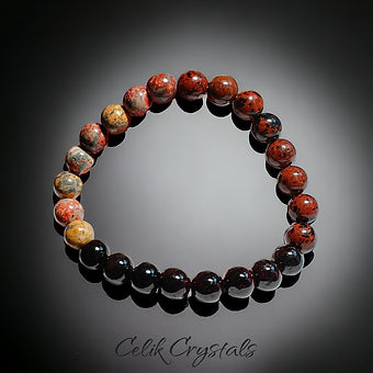 Garnet and Jasper Bracelet 8mm Natural Crystals 
