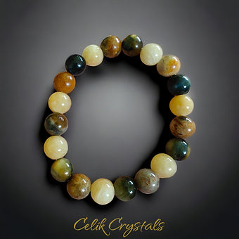 Tiger Eye and Lemon Jade Bracelet 10mm 