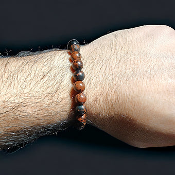 Mahogany Obsidian Bracelet Natural Stones Stretch Crystal Bead Bracelet 