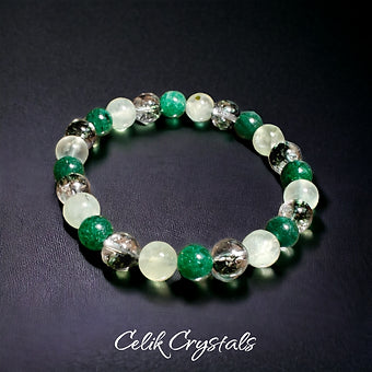 Jade Bracelet with Prehnite 8mm Stretches 