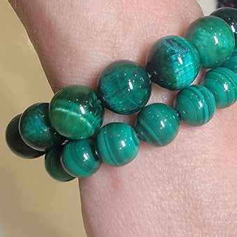 Malachite Bracelet Extremely Rare Natural Stones Stretch Crystal Bracelet Unisex 