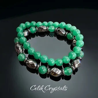 Men's 2 Piece Green Aventurine & Hematite Stack