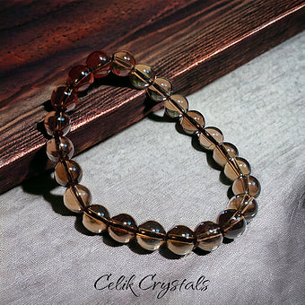 Smoky Quartz Bracelet Natural Stones Stretch Crystal Bracelet Unisex 