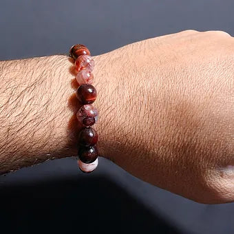 Red Tiger Eye and Fire Quartz Bracelet 