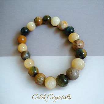 Tiger Eye and Lemon Jade Bracelet 10mm 