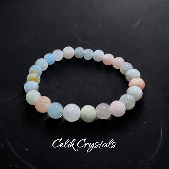 Morganite Bracelet Natural Stones Bead Stretch bracelet 
