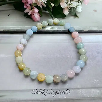 Morganite Bracelet Natural Stones Bead Stretch bracelet 