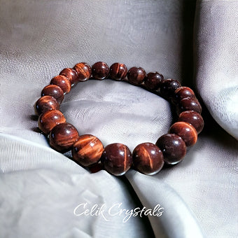 Red Tiger Eye Bracelet Stretches Unisex Healing Bracelet 