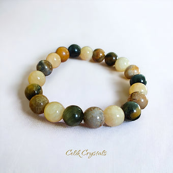 Tiger Eye and Lemon Jade Bracelet 10mm 