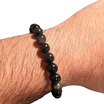 Silver Obsidian Bracelet Natural Stones Stretch Crystal Bracelet 