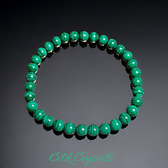 Malachite Bracelet Extremely Rare Natural Stones Stretch Crystal Bracelet Unisex 
