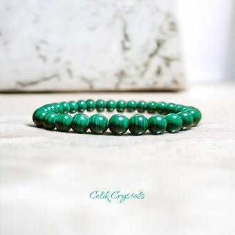 Malachite Bracelet Extremely Rare Natural Stones Stretch Crystal Bracelet Unisex 