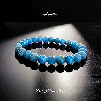 Apatite Bracelet Rare Natural Stones 8mm Stretches Unisex Healing Bracelet 