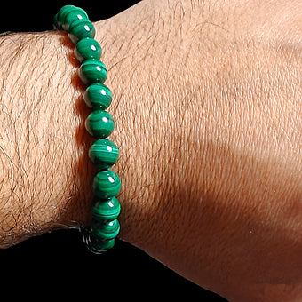 Malachite Bracelet Extremely Rare Natural Stones Stretch Crystal Bracelet Unisex 