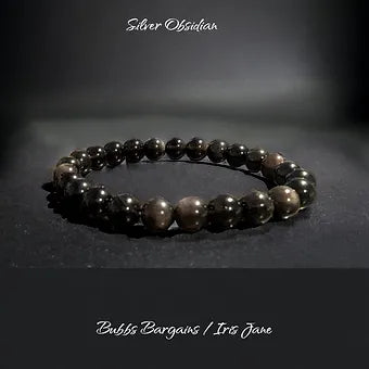 Silver Obsidian Bracelet Natural Stones Stretch Crystal Bracelet 