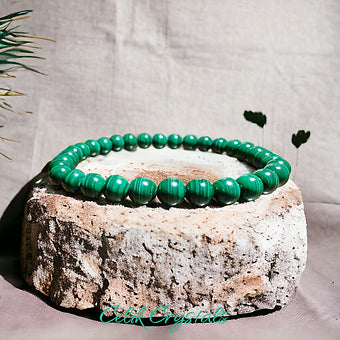 Malachite Bracelet Extremely Rare Natural Stones Stretch Crystal Bracelet Unisex 