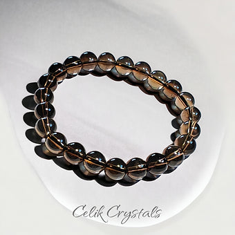 Smoky Quartz Bracelet Natural Stones Stretch Crystal Bracelet Unisex 