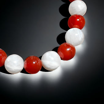 Carnelian and Moonstone Bracelet Natural Stones 8mm Stretches 