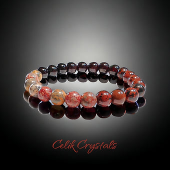 Garnet and Jasper Bracelet 8mm Natural Crystals 