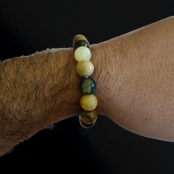 Tiger Eye and Lemon Jade Bracelet 10mm 