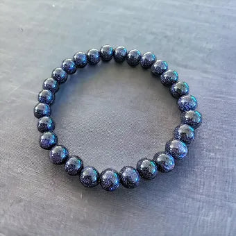 Blue Sandstone Bracelet stretches beads 