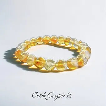 Citrine Bracelet Natural Stones Stretch Crystals 