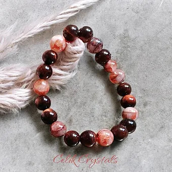 Red Tiger Eye and Fire Quartz Bracelet 