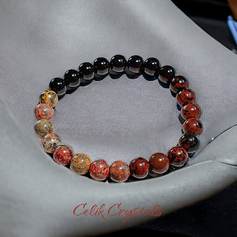 Garnet and Jasper Bracelet 8mm Natural Crystals 