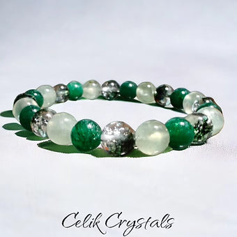 Jade Bracelet with Prehnite 8mm Stretches 