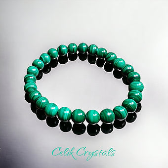 Malachite Bracelet Extremely Rare Natural Stones Stretch Crystal Bracelet Unisex 