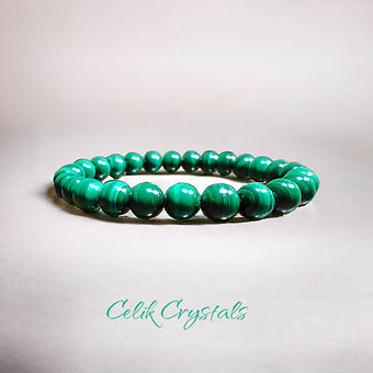 Malachite Bracelet Extremely Rare Natural Stones Stretch Crystal Bracelet Unisex 