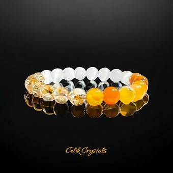 Citrine, Selenite and Orange Agate Bracelet 