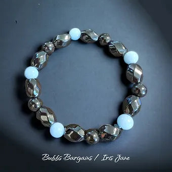 Hematite Crystal & Glow in the Dark Men's Bracelet