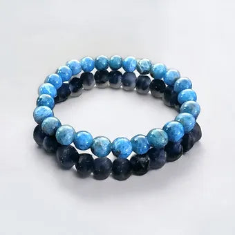 Apatite Bracelet Rare Natural Stones 8mm Stretches Unisex Healing Bracelet 
