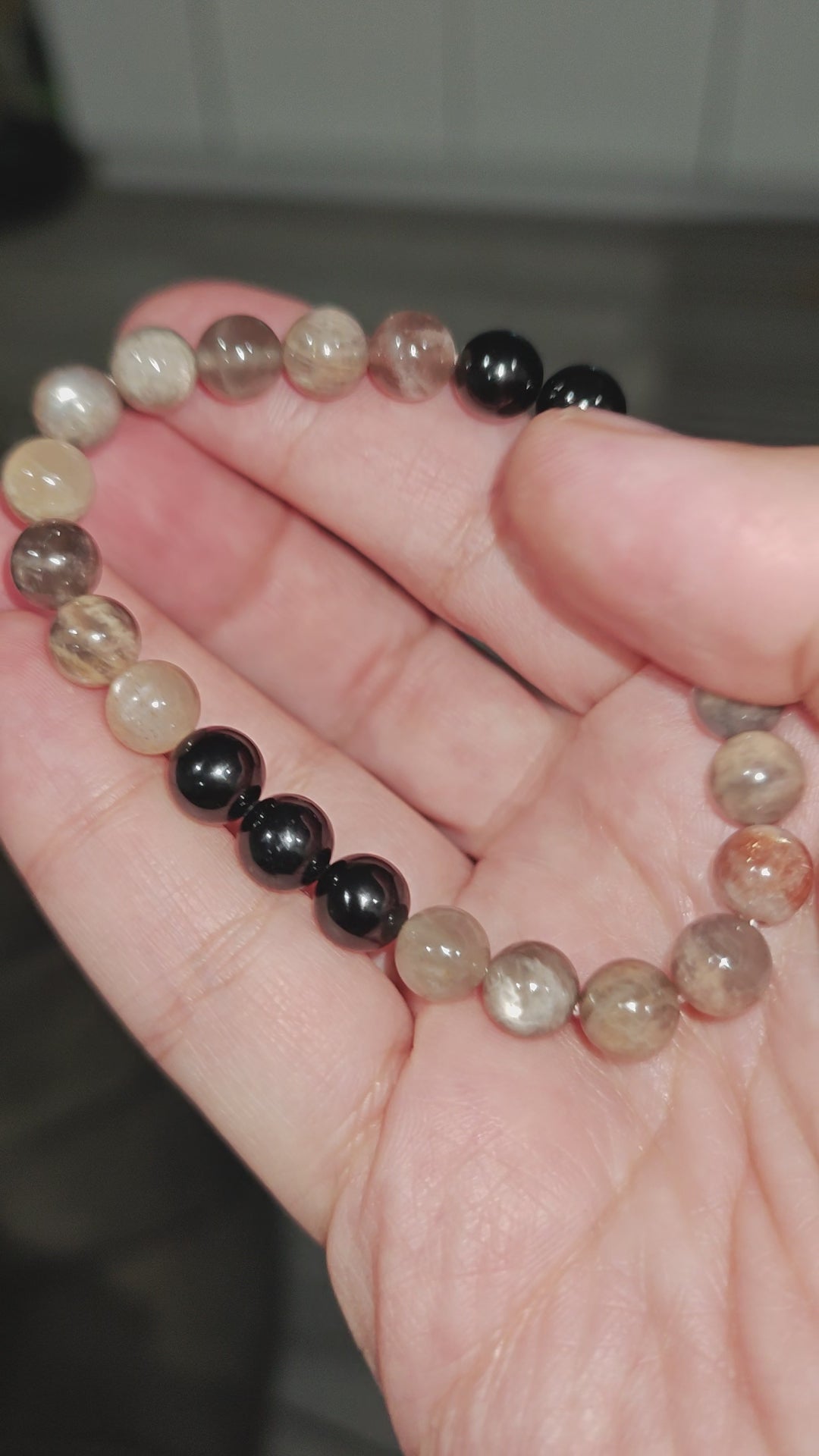 Black Skeletal Black Tourmaline Bracelet Natural High Quality Stones 8mm Stretches Unisex 