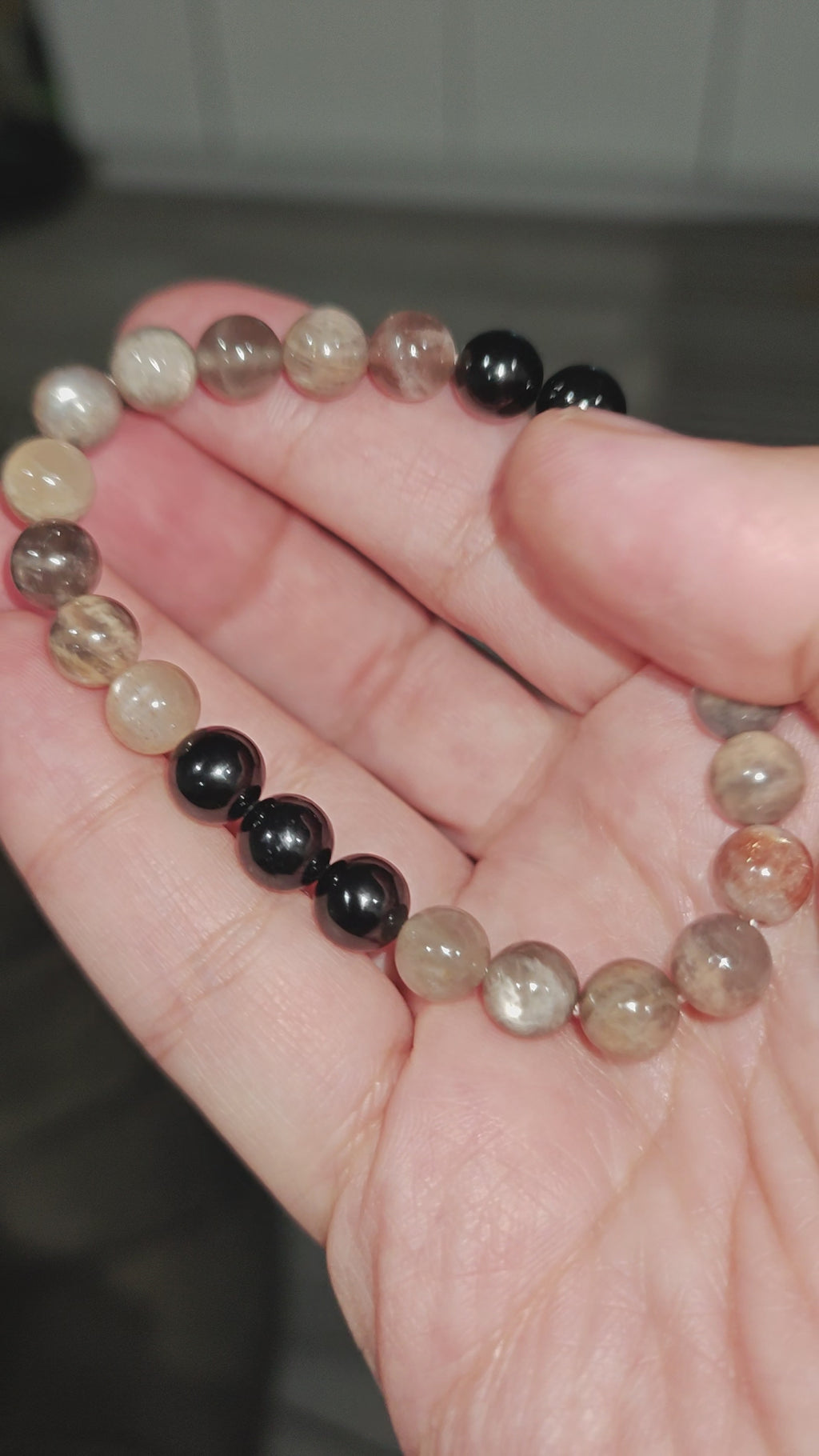 Black Skeletal Black Tourmaline Bracelet Natural High Quality Stones 8mm Stretches Unisex 